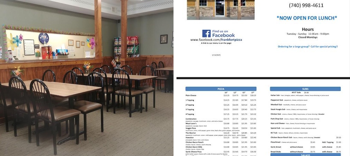 Frankfort Pizza Menu