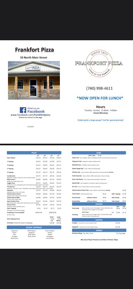 Frankfort Pizza Menu image 1